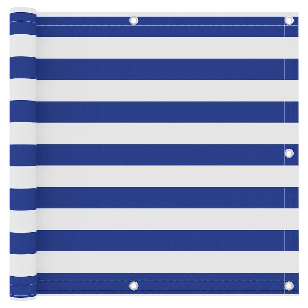 Écran de balcon Vidaxl 90x600 cm Oxford tissu blanc et bleu