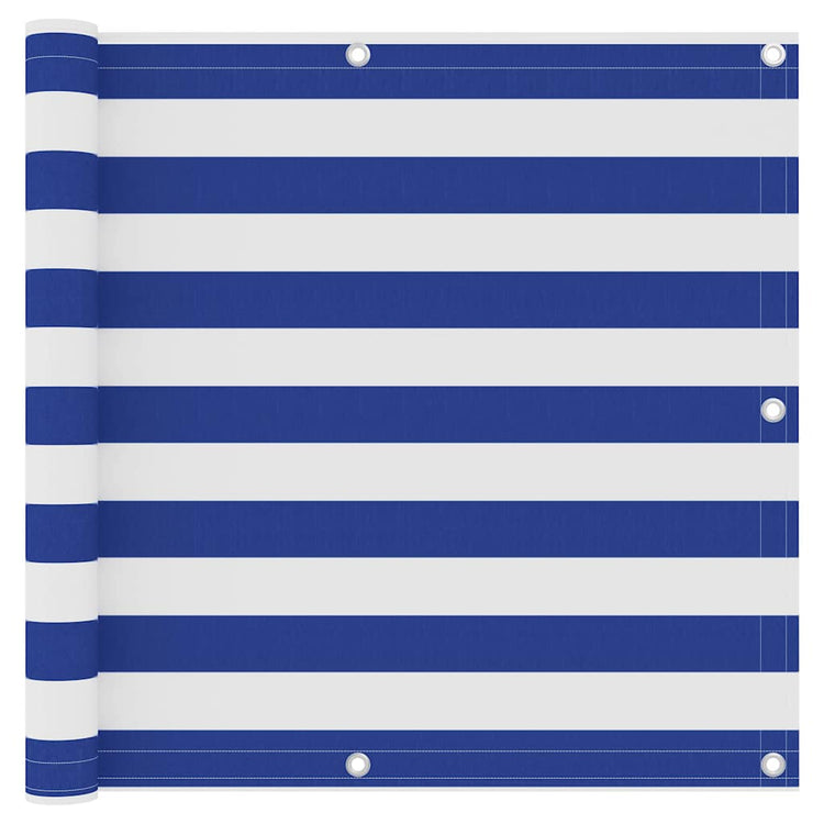 Écran de balcon Vidaxl 90x600 cm Oxford tissu blanc et bleu