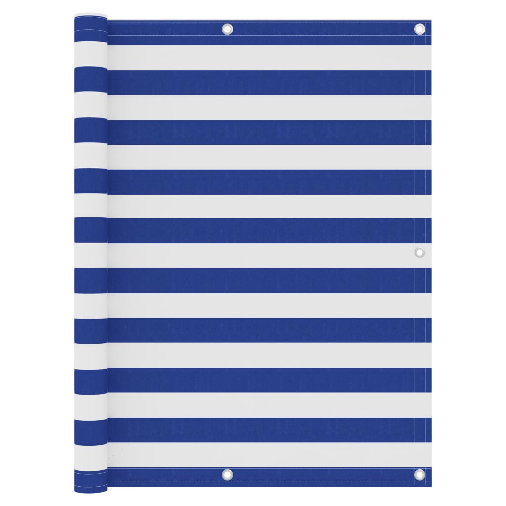 Écran de balcon Vidaxl 120x400 cm Oxford tissu blanc et bleu