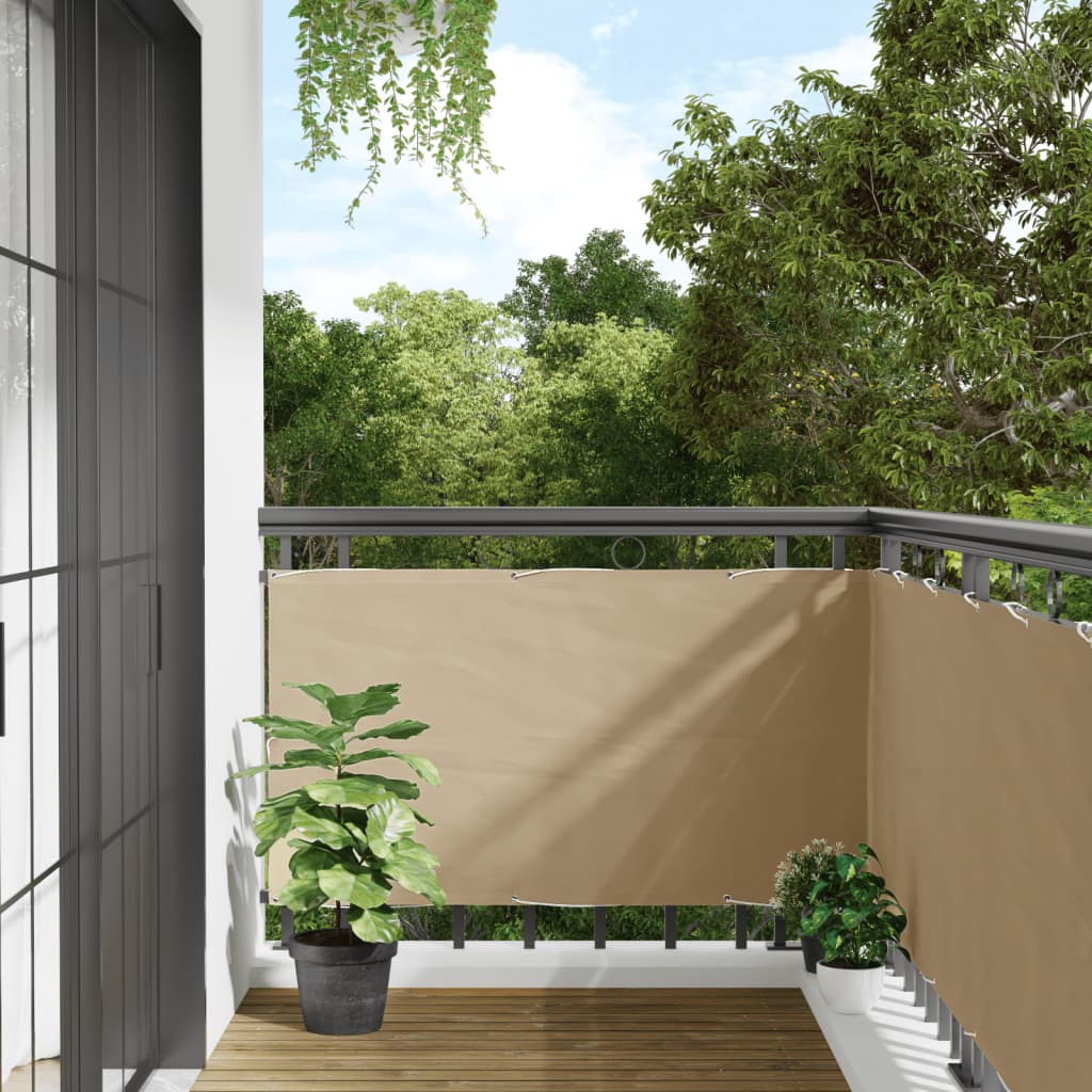 Écran de balcon Vidaxl 75x300 cm Oxford tissu beige