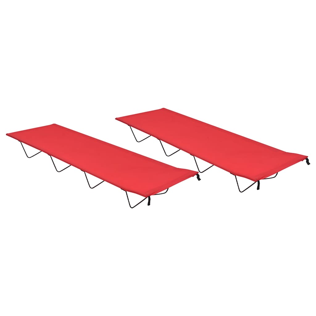 Vidaxl Camp Lits 2 ST 180X60X19 CM Tissu oxford et rouge en acier
