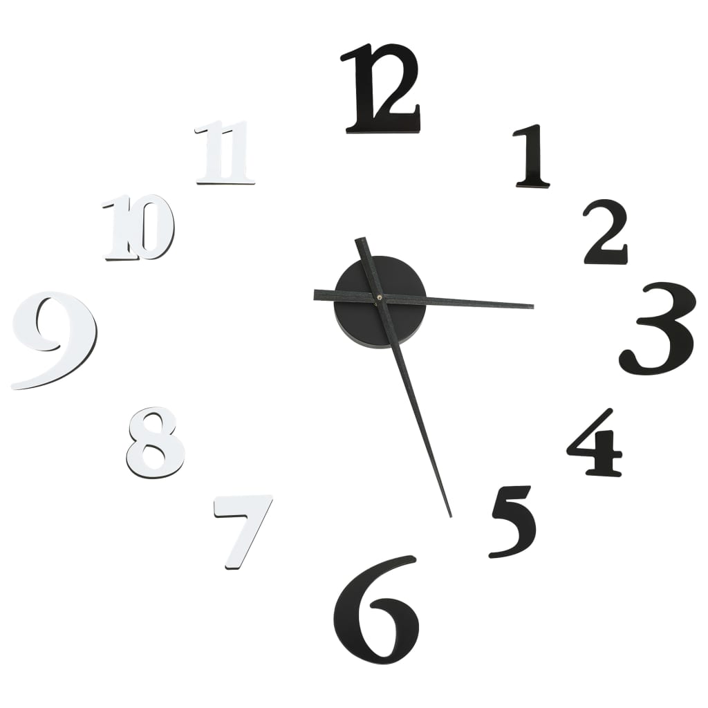 Vidaxl 3D Mur Horloge moderne xxl 100 cm noir et blanc