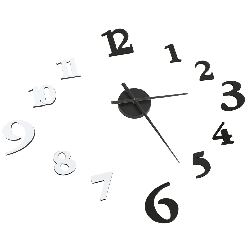 Vidaxl 3D Mur Horloge moderne xxl 100 cm noir et blanc