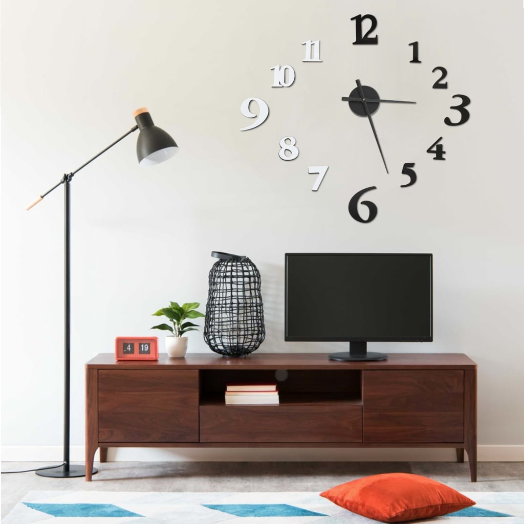 Vidaxl 3D Mur Horloge moderne xxl 100 cm noir et blanc
