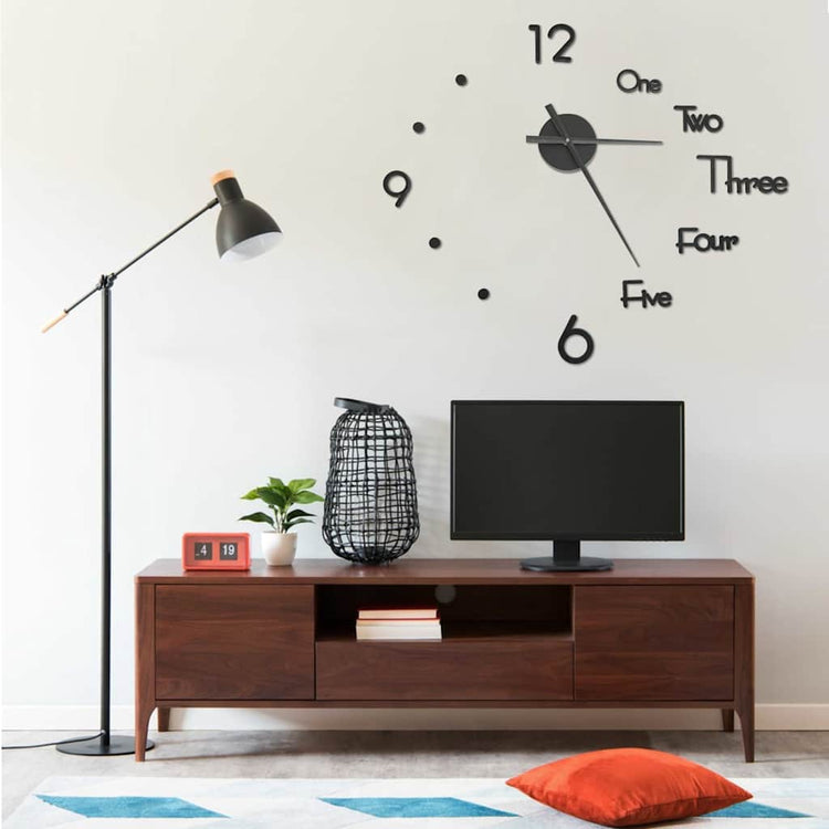 Vidaxl 3D Corloge murale moderne xxl 100 cm noir