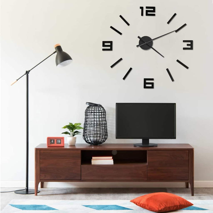 Vidaxl 3D Corloge murale moderne xxl 100 cm noir