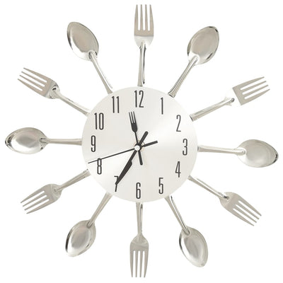 Vidaxl Wall horloge cuillère et fourche 31 cm en aluminium argent couleur