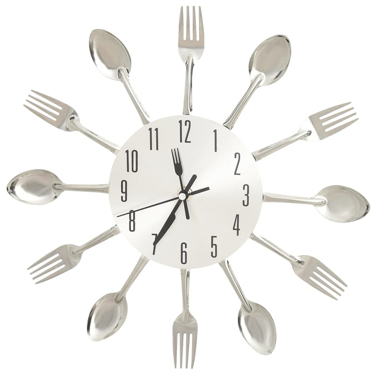 Vidaxl Wall horloge cuillère et fourche 31 cm en aluminium argent couleur
