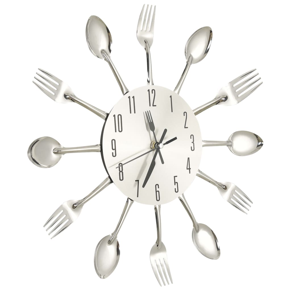 Vidaxl Wall horloge cuillère et fourche 31 cm en aluminium argent couleur