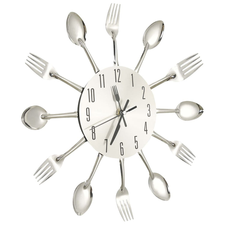 Vidaxl Wall horloge cuillère et fourche 31 cm en aluminium argent couleur