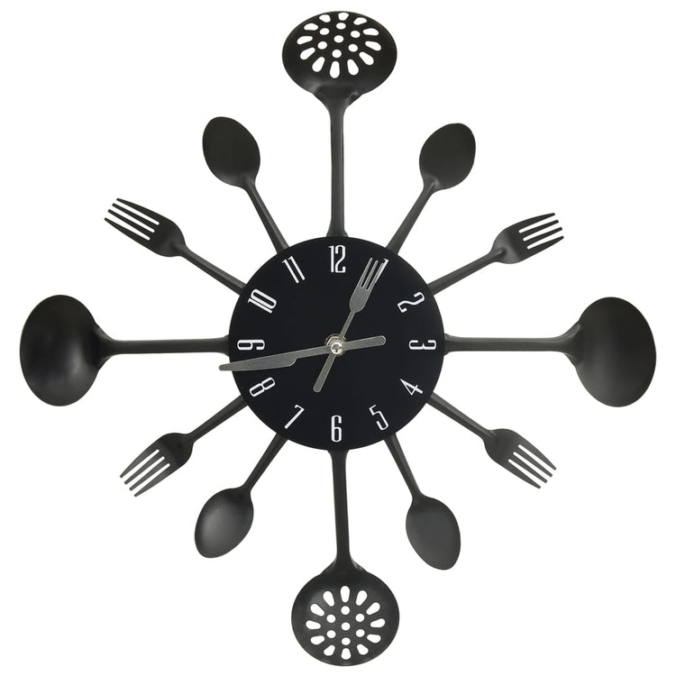 Vidaxl Wall horloge cuillère et fourche 40 cm en aluminium noir