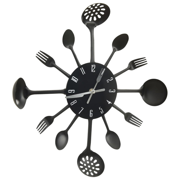 Vidaxl Wall horloge cuillère et fourche 40 cm en aluminium noir