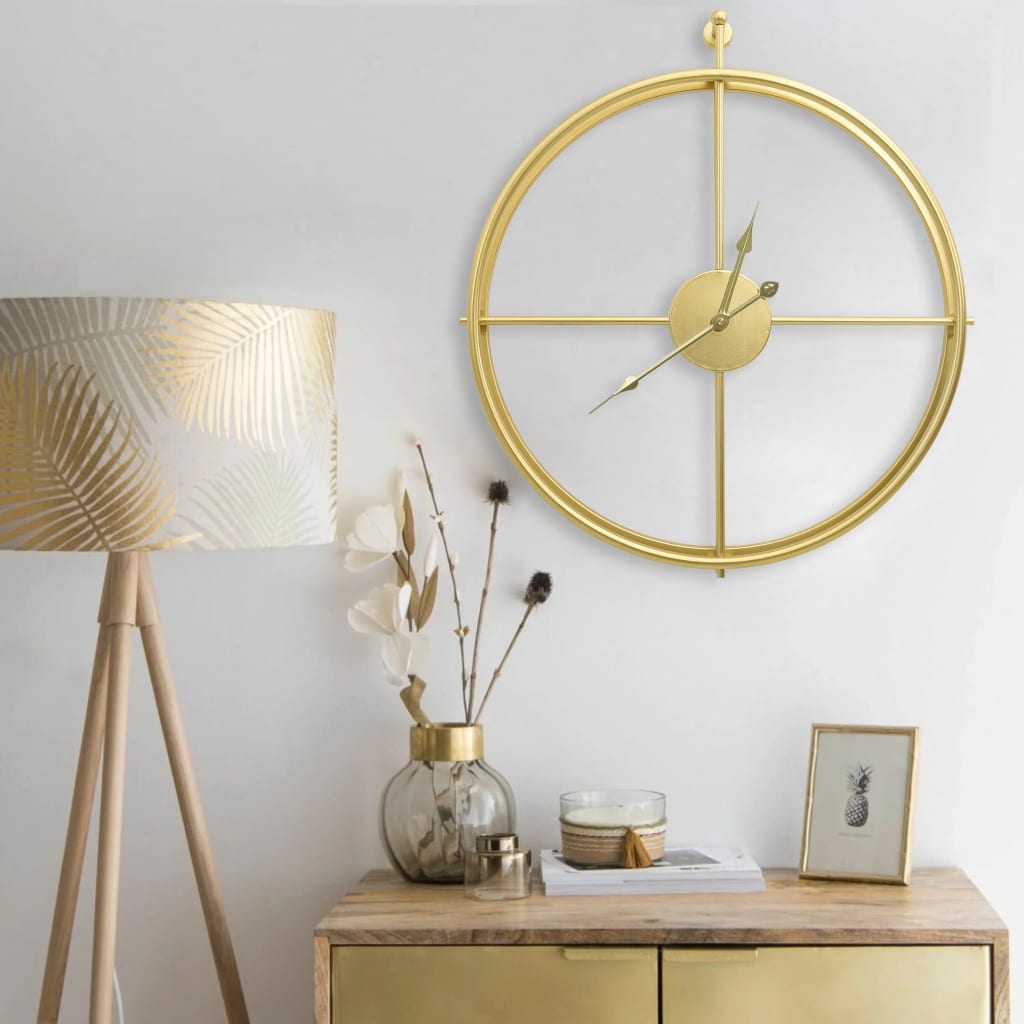 Horloge murale vidaxl 52 cm en fer en or couleur