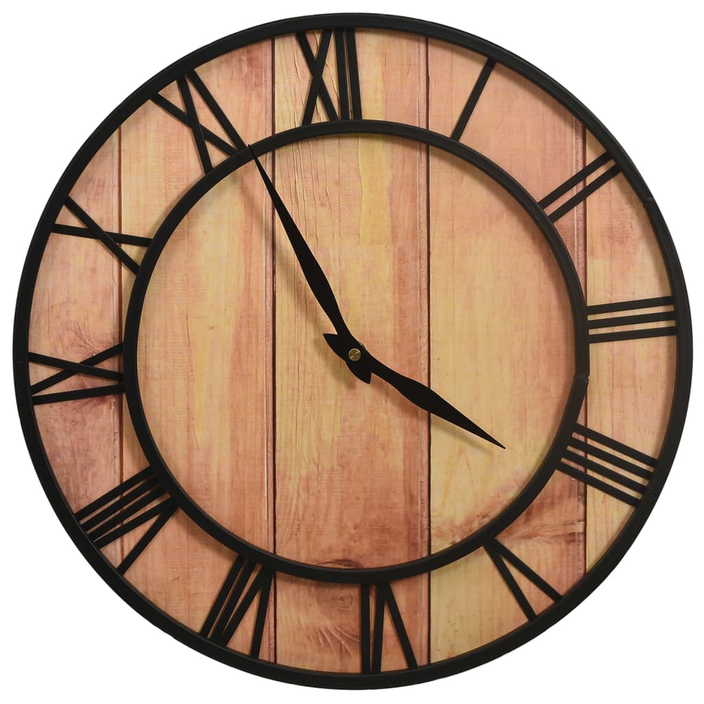 Horloge murale vidaxl 39 cm mdf et brun de fer et noir
