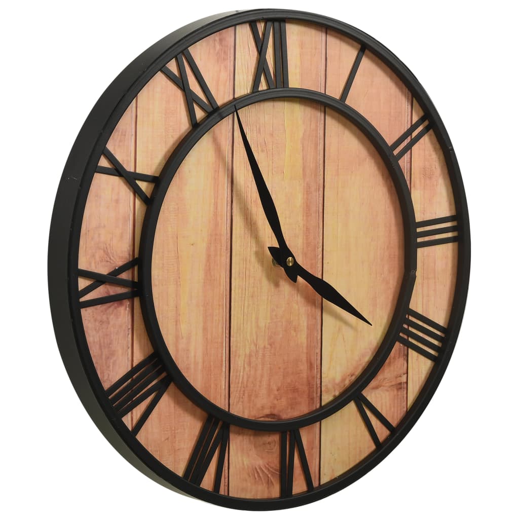 Horloge murale vidaxl 39 cm mdf et brun de fer et noir