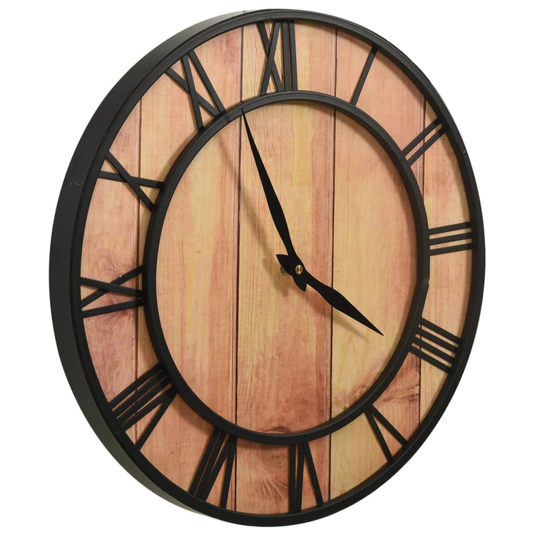Horloge murale vidaxl 39 cm mdf et brun de fer et noir