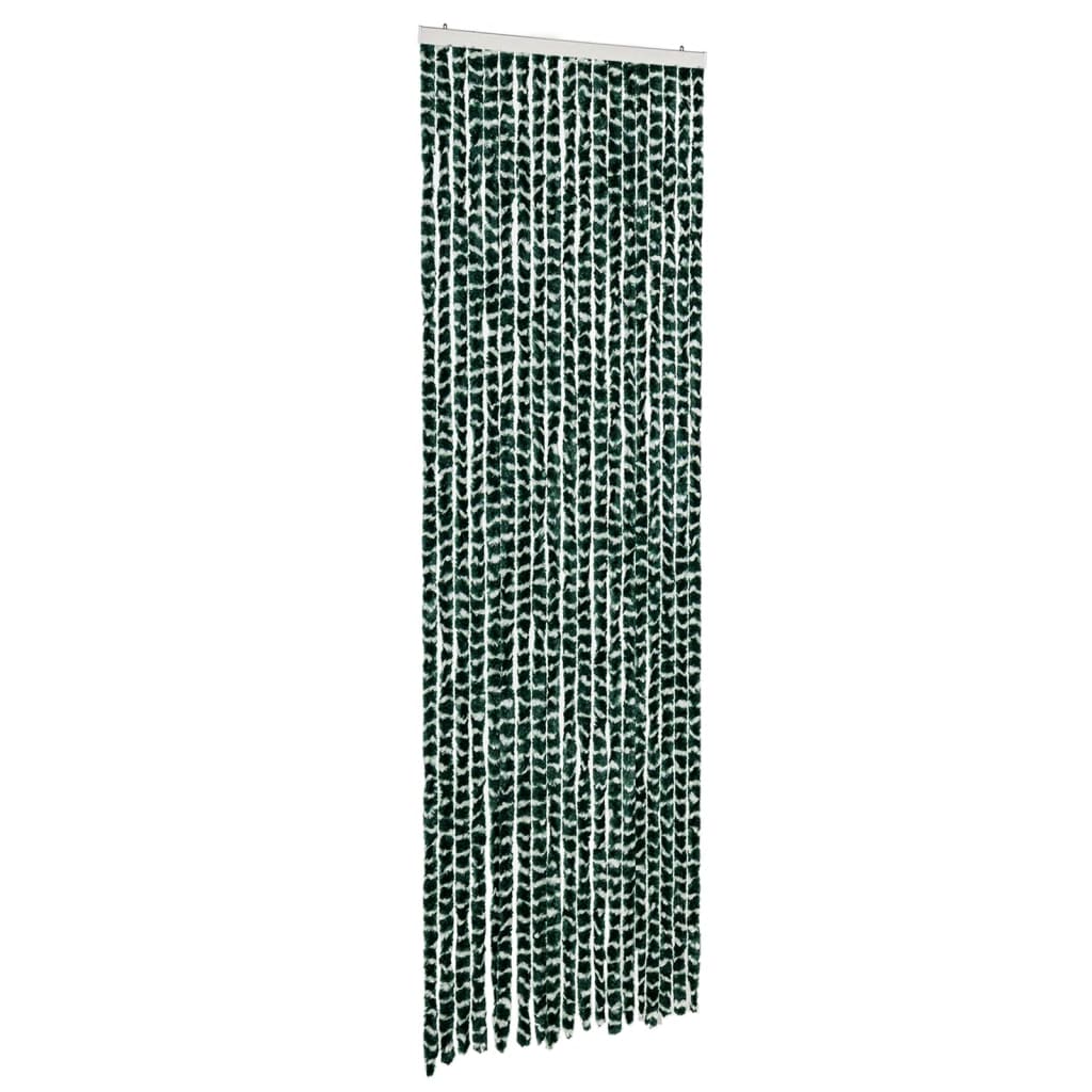 Vidaxl Fly Curtain 56x185 cm CHENILLE vert et blanc