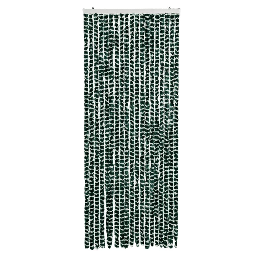 Vidaxl Fly Curtain 56x185 cm CHENILLE vert et blanc