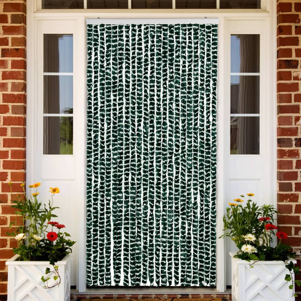 Vidaxl Fly Curtain 90x220 cm Genille vert et blanc