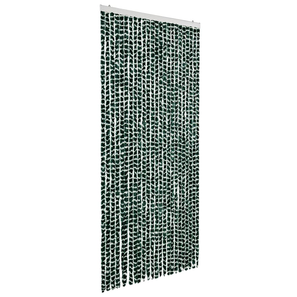 Vidaxl Fly Curtain 100x220 cm CHENILLE vert et blanc