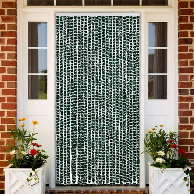 Vidaxl Fly Curtain 100x220 cm CHENILLE vert et blanc