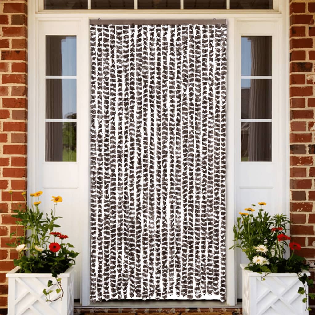 Vidaxl Fly Curtain 90x220 cm CHENILLE BRORN ET BLANC