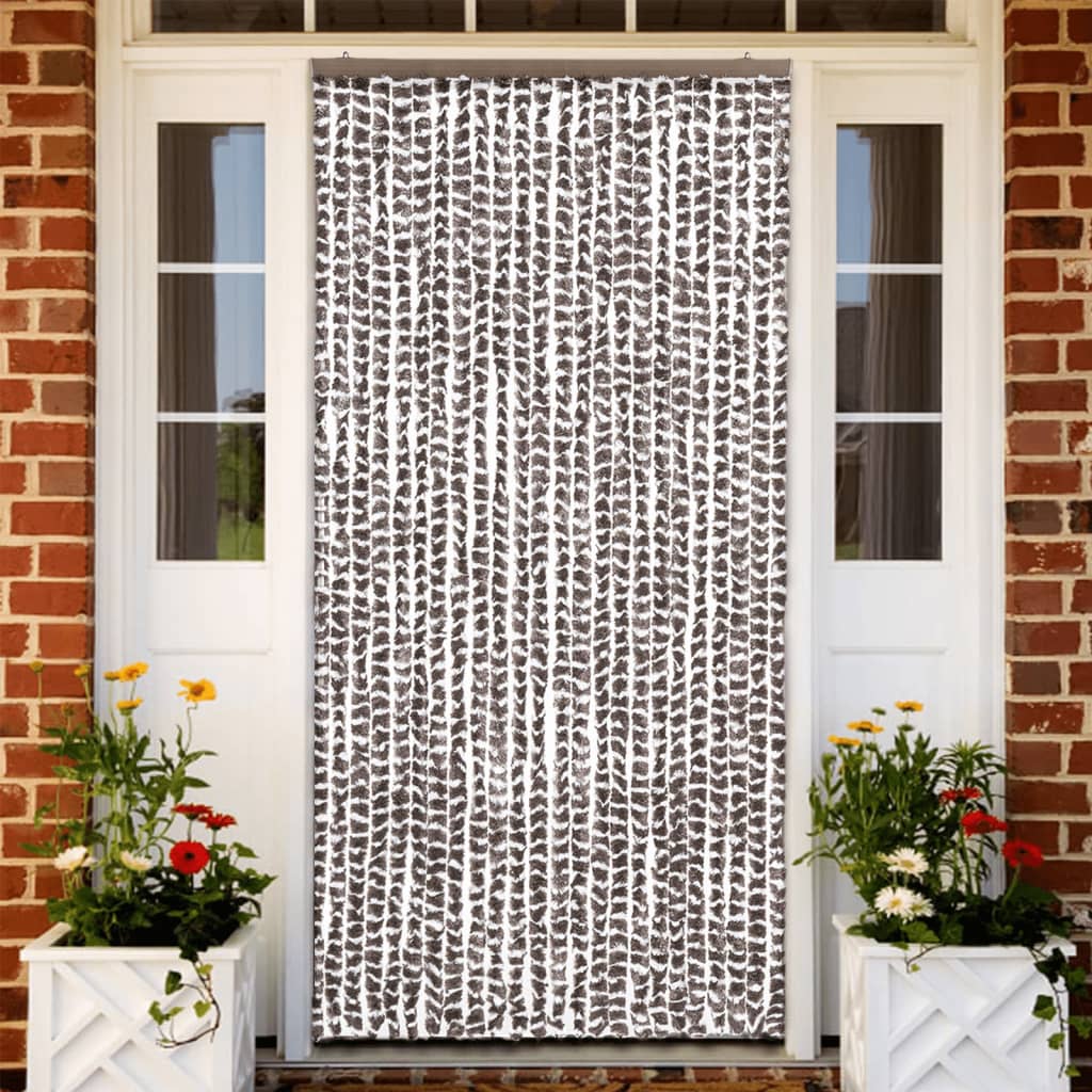 Vidaxl Fly Curtain 100x220 cm CHENILLE TAUPE ET BLANC
