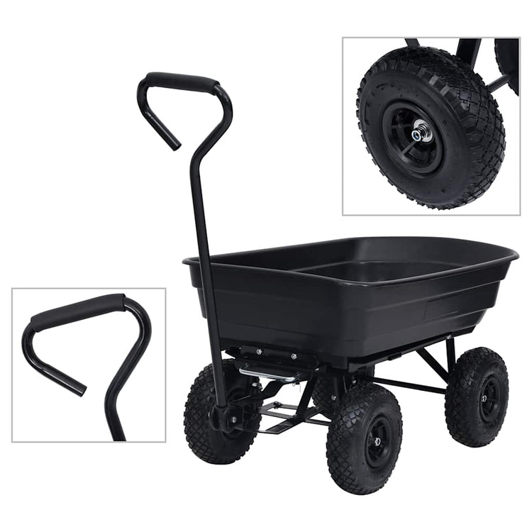 Vidaxxl camion benne de jardin 300 kg 75 l noir