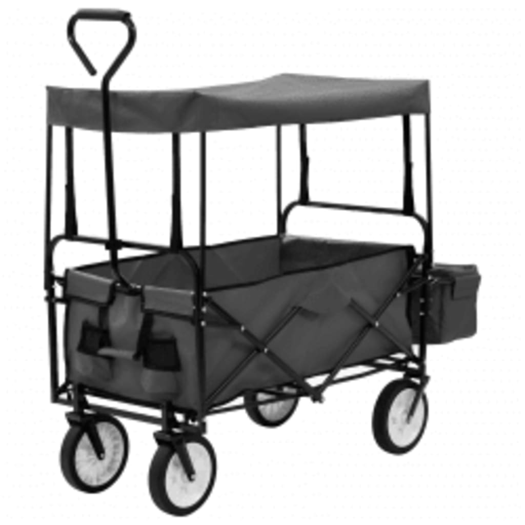 Vidaxl Handkar pliable avec Luifel en acier gris