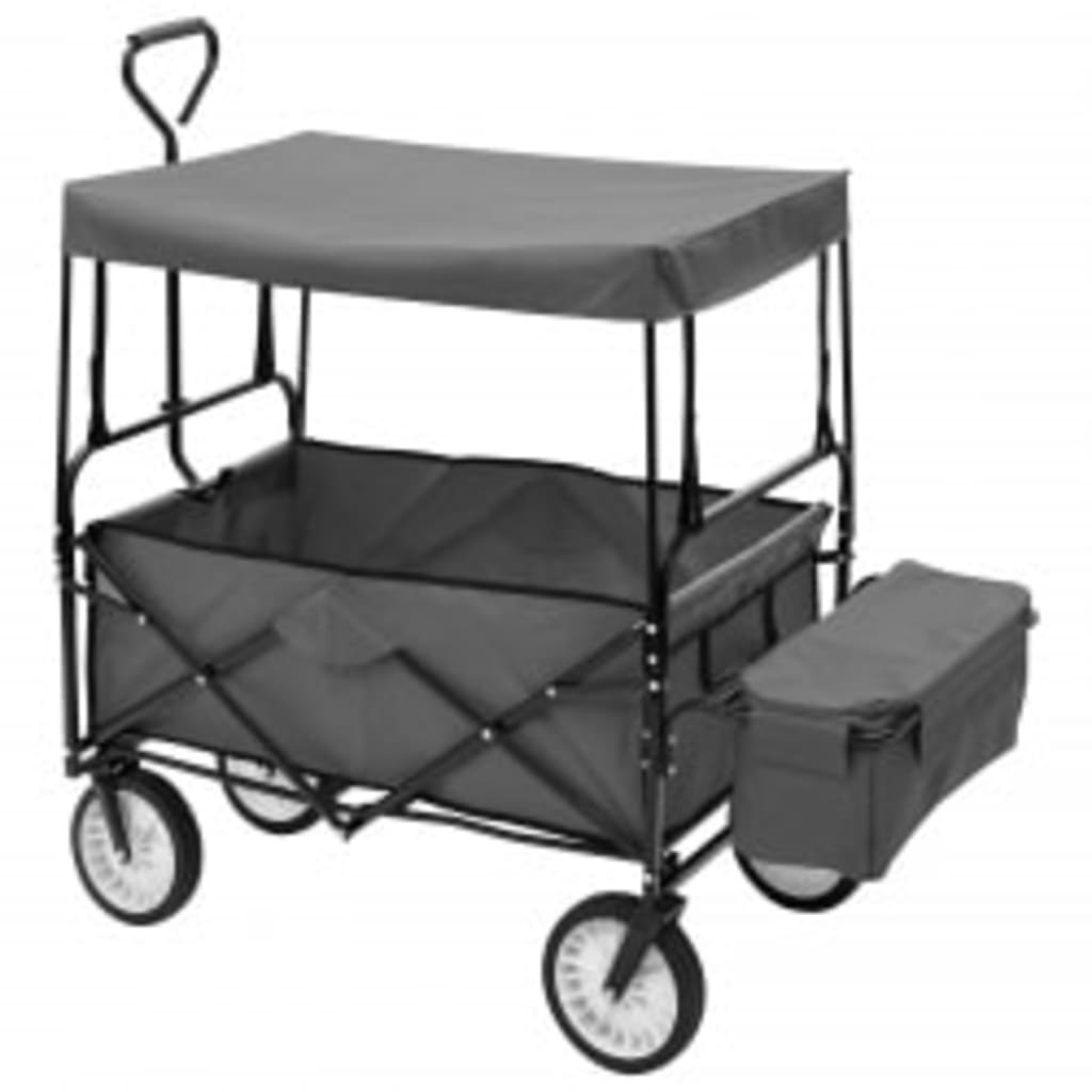 Vidaxl Handkar pliable avec Luifel en acier gris