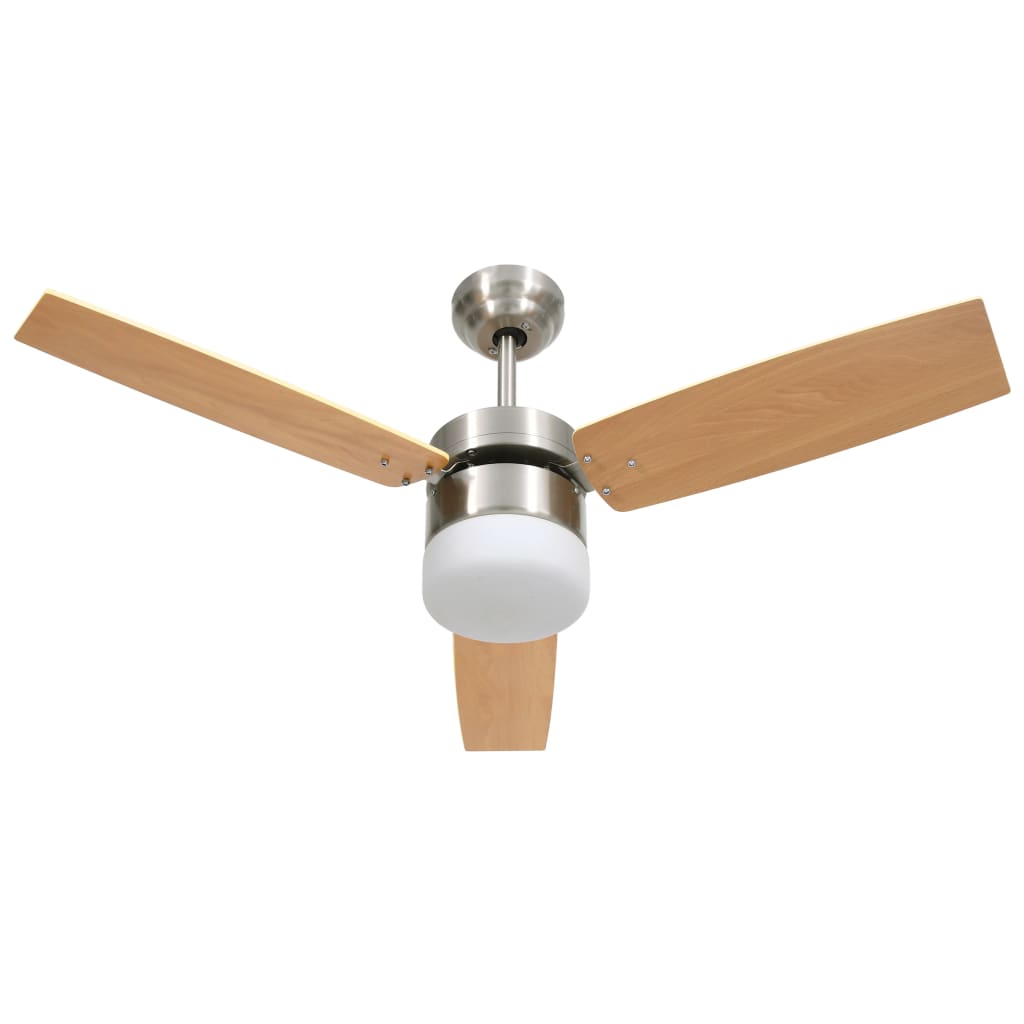 Ventilateur de plafond Vidaxl avec télécommande de lampe 108 cm brun clair