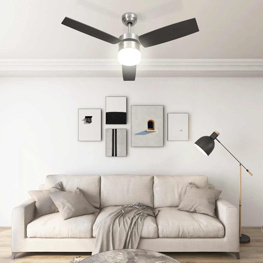 Ventilateur de plafond Vidaxl avec télécommande de lampe 108 cm brun foncé