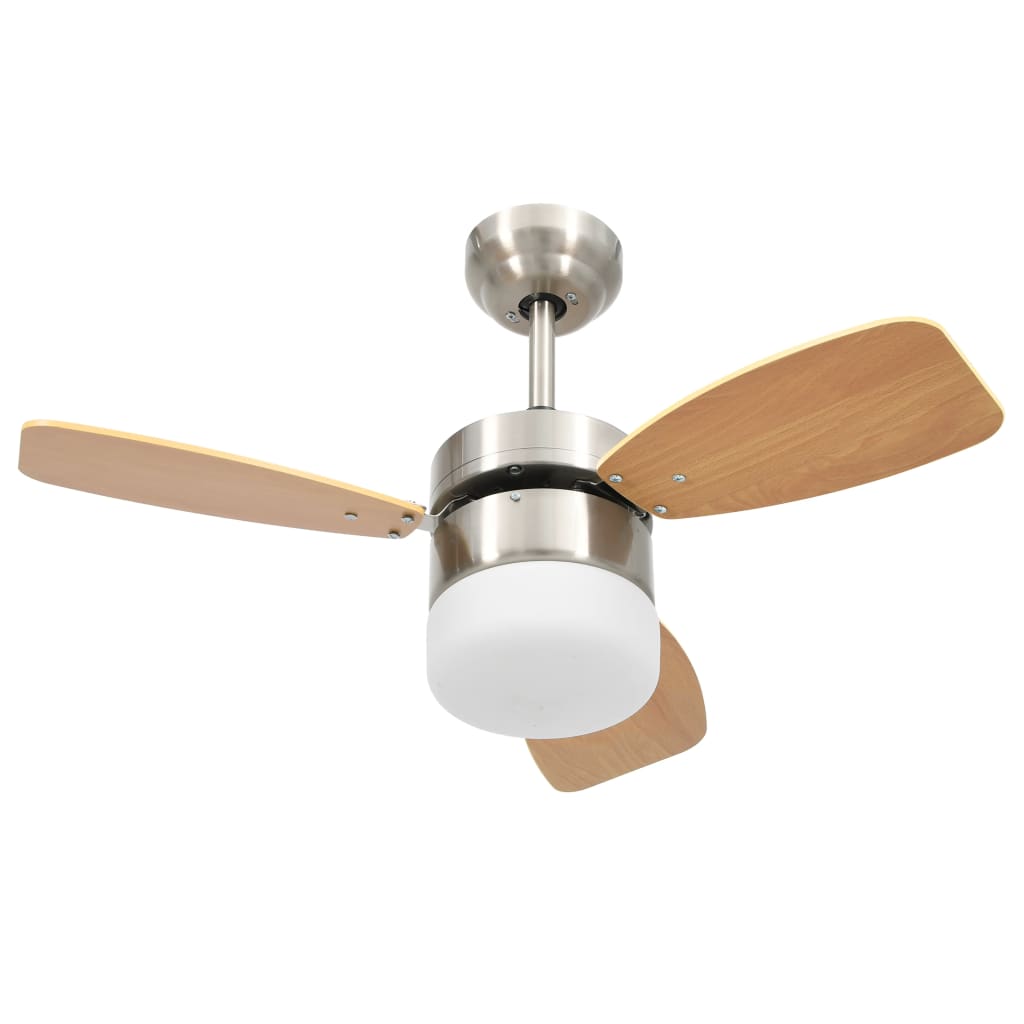 Ventilateur de plafond Vidaxl avec télécommande de lampe 76 cm brun clair