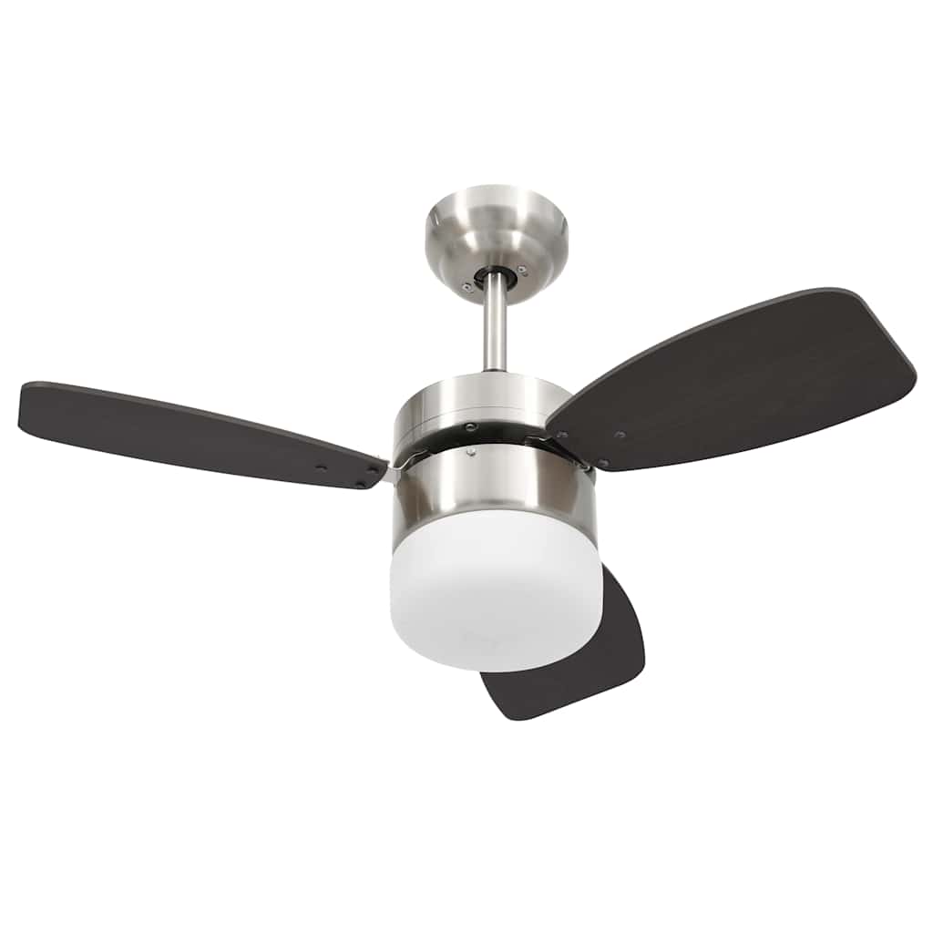 Ventilateur de plafond Vidaxl avec télécommande de lampe 76 cm brun foncé