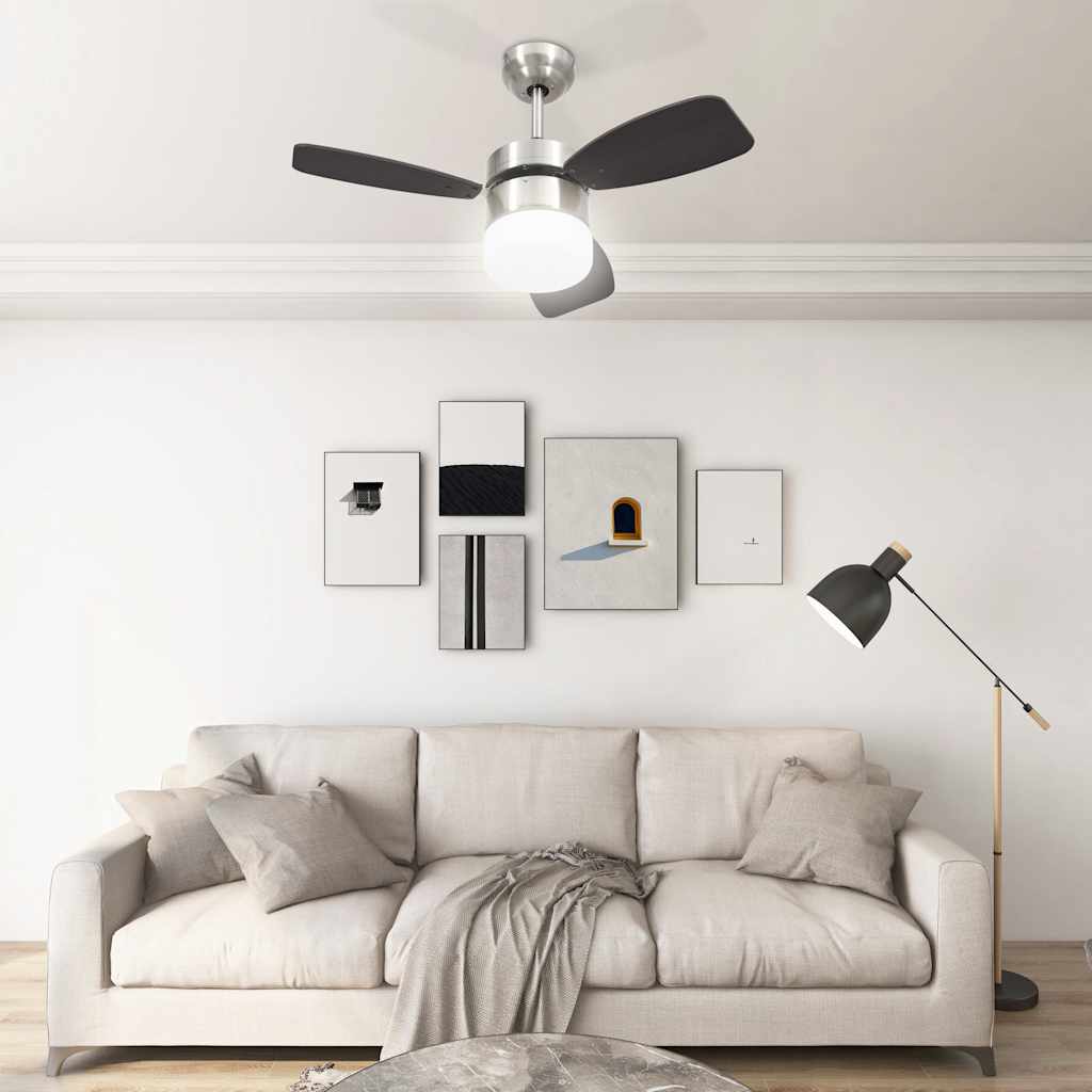 Ventilateur de plafond Vidaxl avec télécommande de lampe 76 cm brun foncé