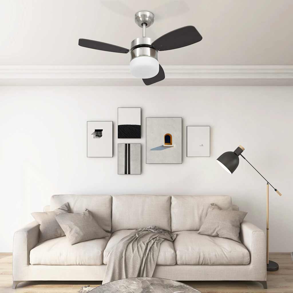 Ventilateur de plafond Vidaxl avec télécommande de lampe 76 cm brun foncé