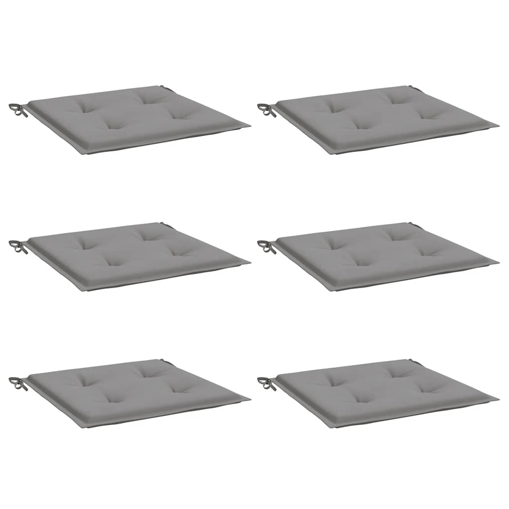 Coussins de chaise de jardin vidaxl 6 pcs 40x40x3 cm oxford tissu gris