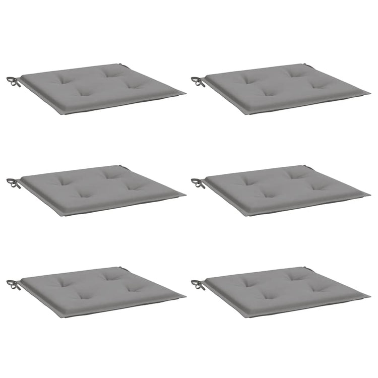 Coussins de chaise de jardin vidaxl 6 pcs 40x40x3 cm oxford tissu gris