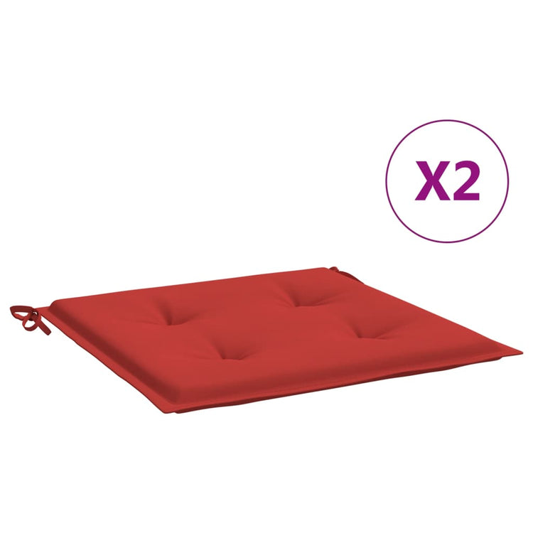 Coussins de chaise de jardin vidaxl 2 st 40x40x3 cm oxford tissu rouge