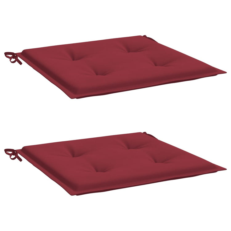 Coussins de chaise de jardin vidaxl 2 st 40x40x3 cm oxford tissu vin rouge