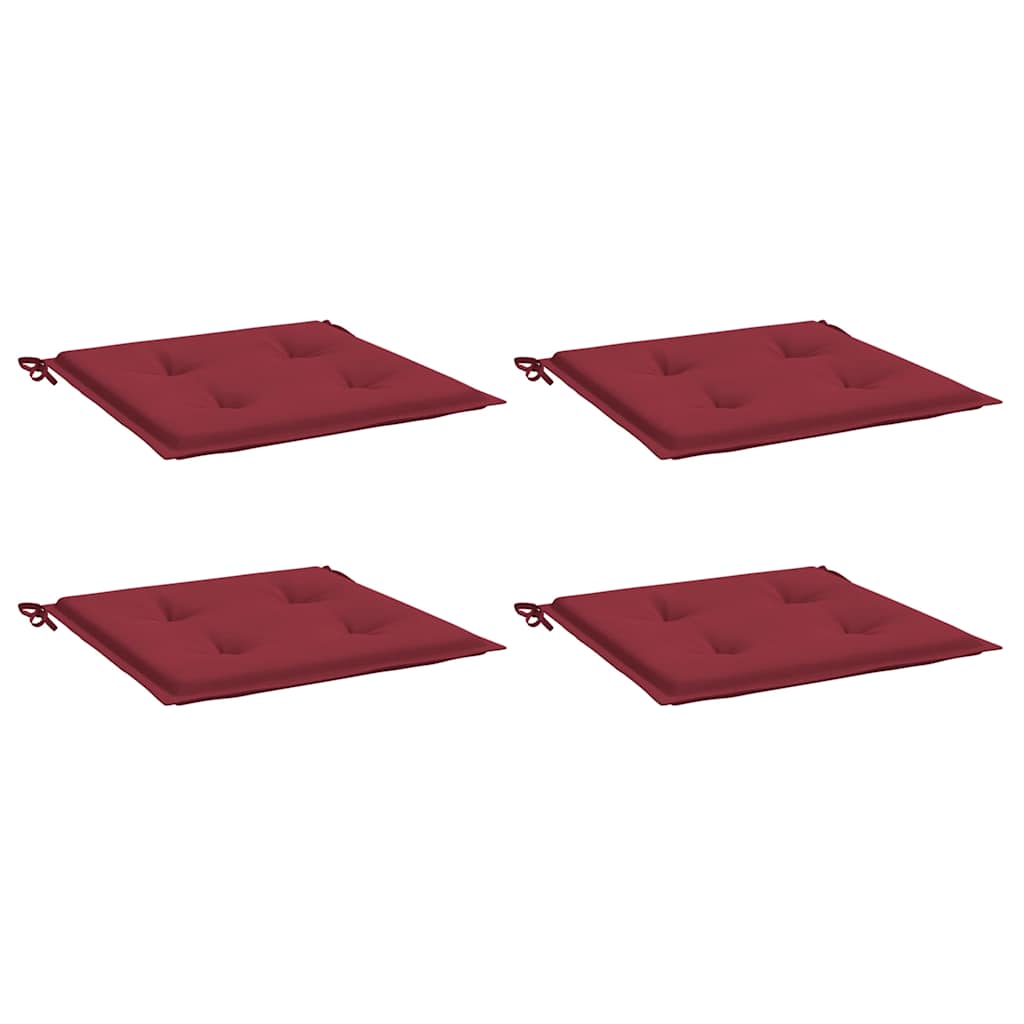 Coussins de chaise de jardin vidaxl 4 pcs 40x40x3 cm oxford tissu vin rouge