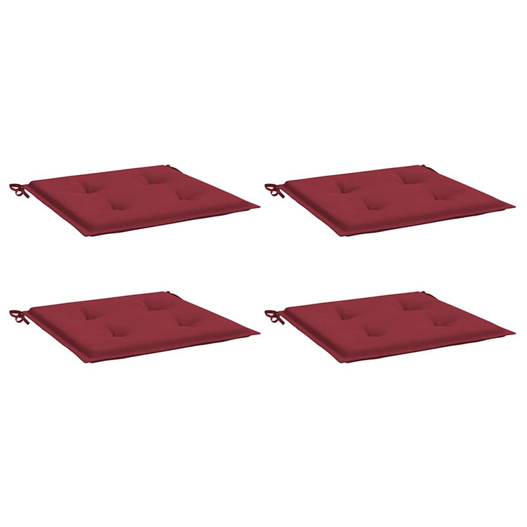 Coussins de chaise de jardin vidaxl 4 pcs 40x40x3 cm oxford tissu vin rouge