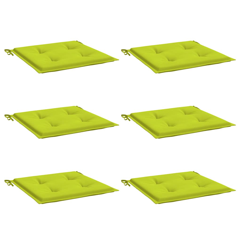 Coussins de chaise de jardin vidaxl 6 pcs 40x40x3 cm tissu oxford vert brillant