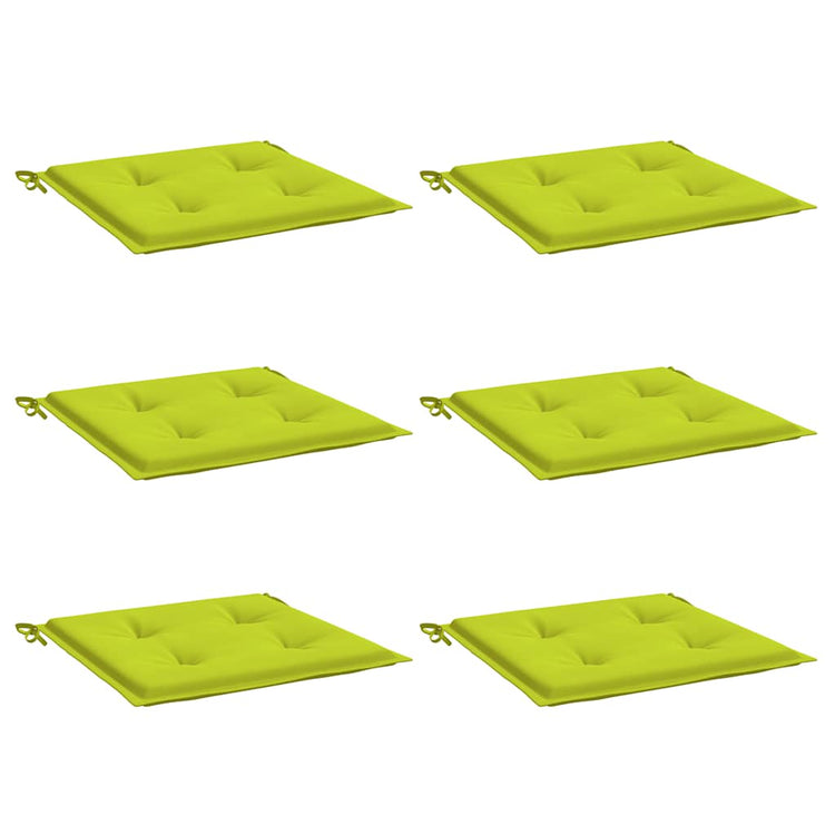 Coussins de chaise de jardin vidaxl 6 pcs 40x40x3 cm tissu oxford vert brillant