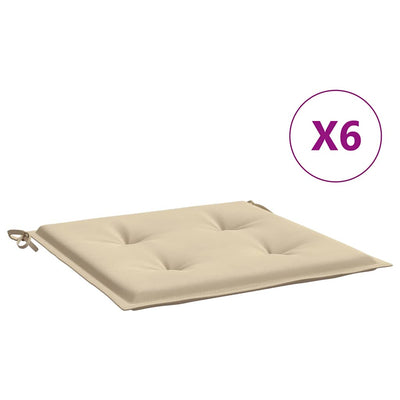 Coussins de chaise de jardin vidaxl 6 st 50x50x3 cm oxford tissu beige