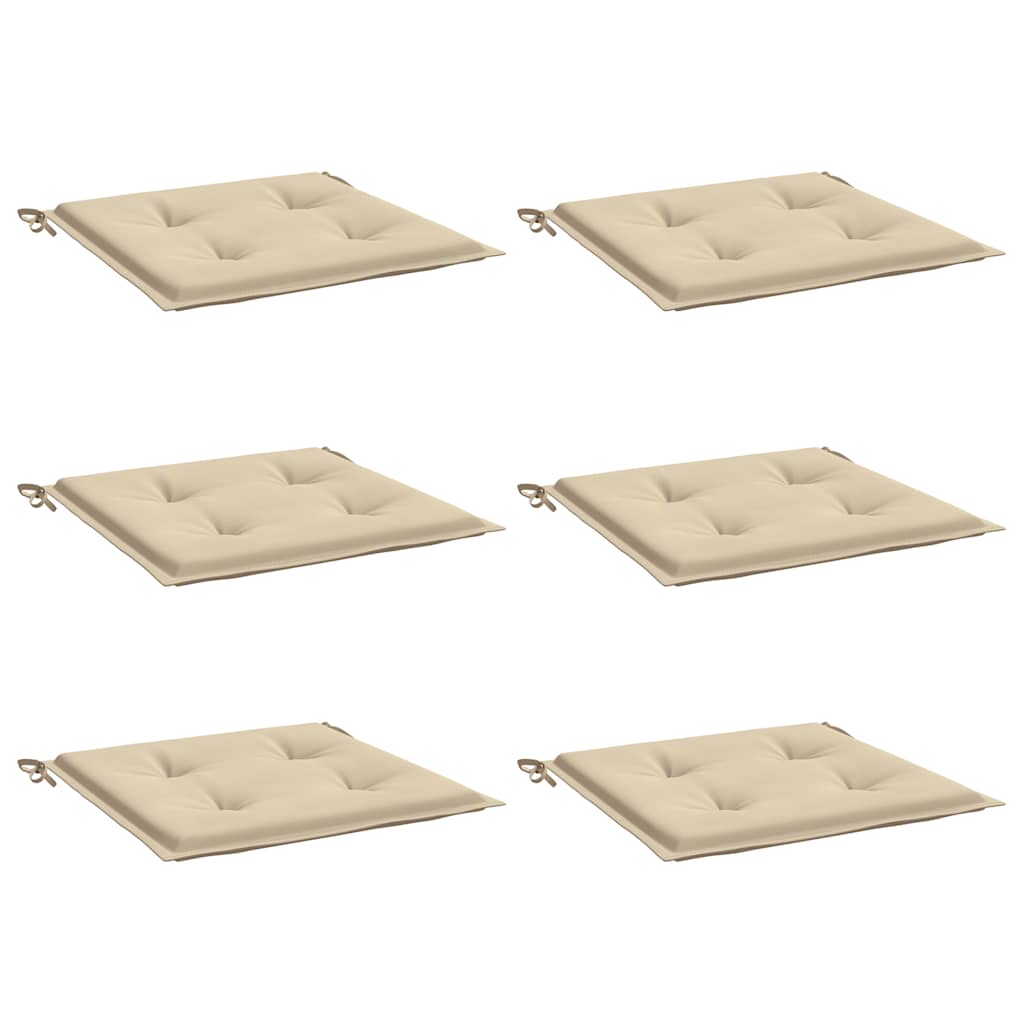 Coussins de chaise de jardin vidaxl 6 st 50x50x3 cm oxford tissu beige