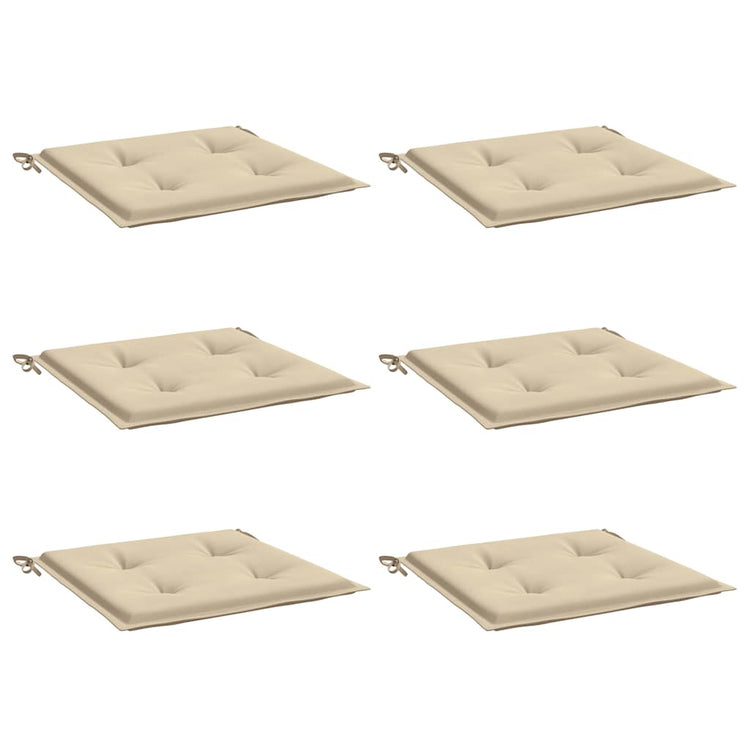 Coussins de chaise de jardin vidaxl 6 st 50x50x3 cm oxford tissu beige