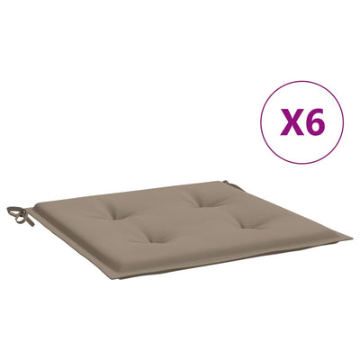 Coussins de chaise de jardin vidaxl 6 st 50x50x3 cm oxford tissu taupe