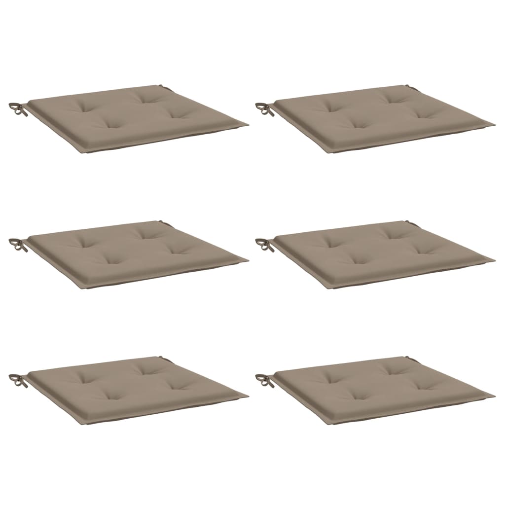 Coussins de chaise de jardin vidaxl 6 st 50x50x3 cm oxford tissu taupe