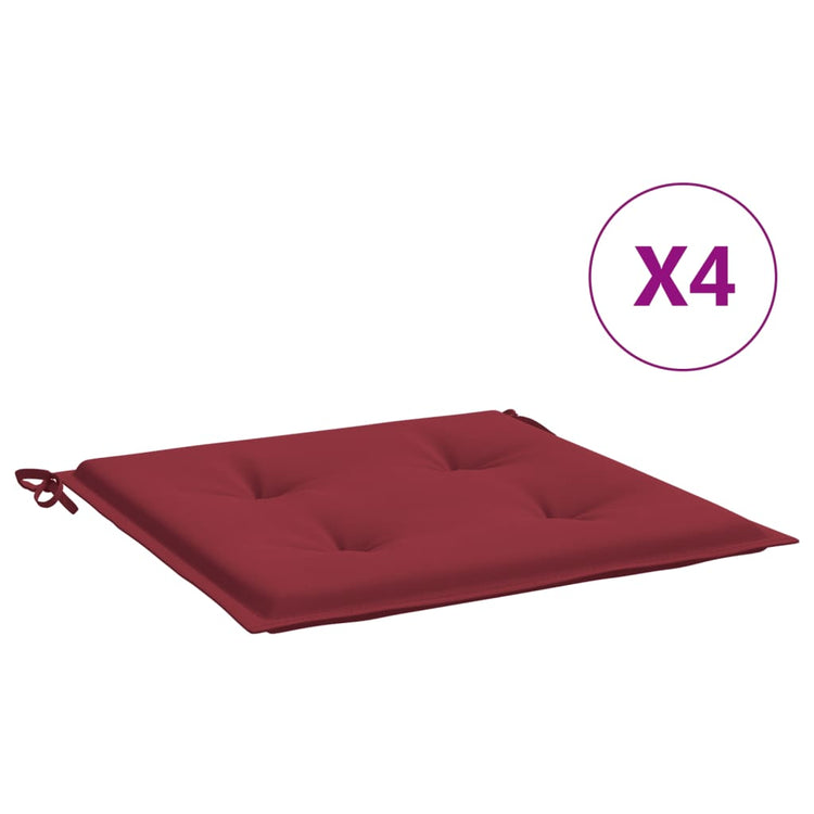 Coussins de chaise de jardin vidaxl 4 st 50x50x3 cm oxford tissu vin rouge
